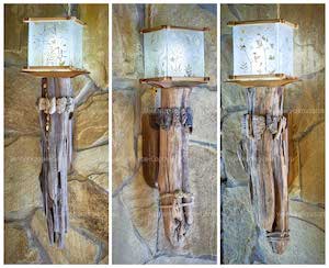 Три светильника из старого дерева