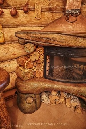 Fireplace from different sorts of firewood